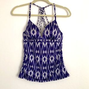 Athleta tankini blue and white S